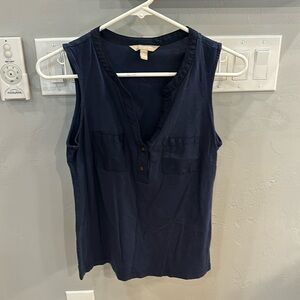 Banana Republic navy sleeveless v-neck blouse